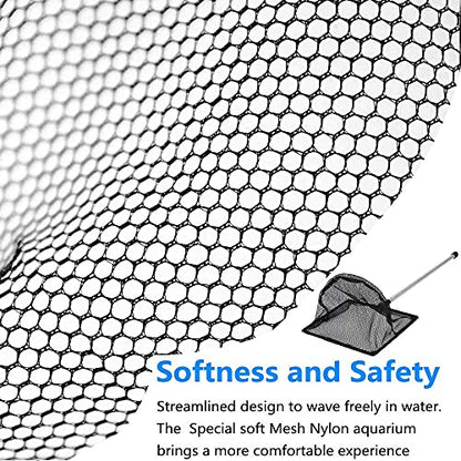 Fish Net for Fish Tank, Fine Mesh Aquarium Net with 9-24 Inch Stainless Steel Long Handle, Extendable Fishing Tank Net for Fish Shrimp Tank, Pond, Creek (4 inch)