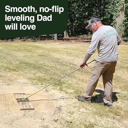 Rocklin™ Lawn Leveling Rake 30 Inch, Stainless Steel Lawn Leveler for Homeowners, Residential Leveling Rake for Soil, 78” Handle Yard Tools, for Dad, Husband & Men