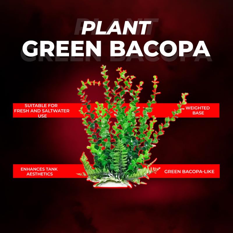Aquatop 6" Artificial Bacopa Aquarium Plant with Weighted Base - Realistic Green Decoration for Freshwater & Saltwater Tanks, PD-BH31