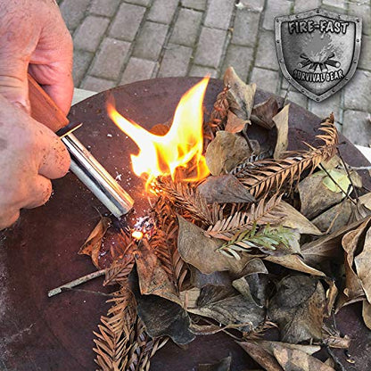 Fire-Fast Trekker. Best Emergency Waterproof Survival Fire Starter. Magnesium and Euro Fire Steel Ferro Rod. Compact Durable Tool for Bushcraft, Camping, Backpacking, Hiking, Hunting, or Bug Out Bag