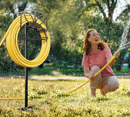 Fire Beauty Garden Hose Holder with Storage Basket,Heavy-Duty,80+ lb Capacity,Rust-Proof Stainless Steel,Organizes 150ft Hose for Patio&Yard,Leaf Design - style: Leaf Design
