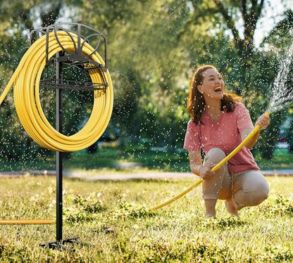 Fire Beauty Garden Hose Holder with Storage Basket,Heavy-Duty,80+ lb Capacity,Rust-Proof Stainless Steel,Organizes 150ft Hose for Patio&Yard,Leaf Design - style: Leaf Design