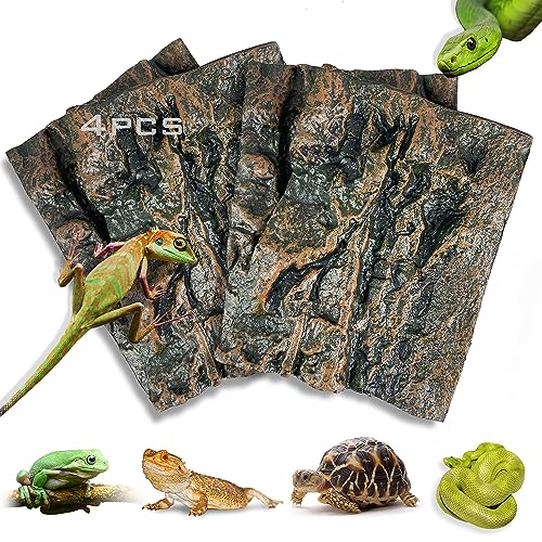 4pcs Rock Terrarium Background,3D Reptile Tank Background Board,Amphibian Stereo Backdrop Wall,Lizard Snake Gecko Spider Chameleon Turtle Fish pet silo Background Decorative Panel - color: yellow-11.8"*8.8"（4pcs）
