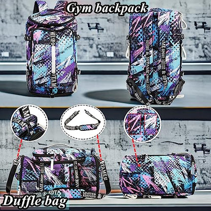 SDTAME Gym Duffel Backpack with Shoe Pocket & Laptop Sleeve - color: Multicolor