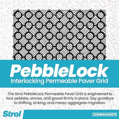 Strol PebbleLock Interlocking Permeable Paver Grid - Heavy-Duty Plastic Gravel Stabilizer Panels for Driveways, Parking Pads, Outdoor Flooring, Landscape Edging, Mud Control - 12-Pack (64 sq ft)
