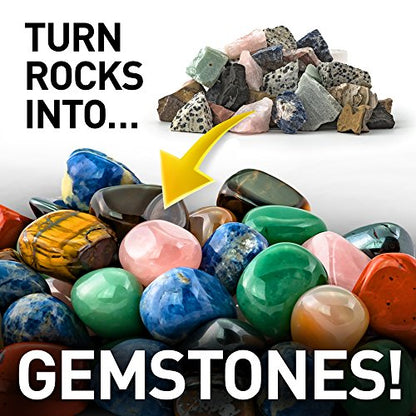National Geographic Hobby Rock Tumbler Kit - Rock Polisher for Kids & Adults, Noise-Reduced Barrel, Grit, 2.5 Pounds Raw Gemstone & Jasper Mix, Great STEM Hobby Kit - style: Hobby Kit with 2 lbs. Rocks