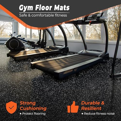 SUPERJARE 0.4'' Thick 36 Pcs 144 Sq Ft Rubber Top Exercise Equipment Mats - size: 36 Tiles (144 Sq Ft)