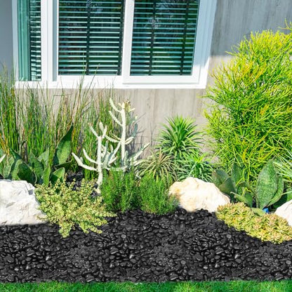 15 lb Black River Rocks for Landscaping, Polished Black Pebbles for Potted Plants & Vases, Large 1-2 Inch Decorative Stones for Garden Beds, Planters & Aquariums Decor