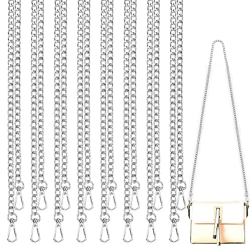 Coobbar Purse Chain Replacement,8 Pack Wallet Chain Shoulder Bag Chain Handbag Chains DIY Shoulder Cross Body Bag Chain for DIY Metal Shoulder Cross Body Bag(47 Inch/pcs) (Silver) - color: Silver