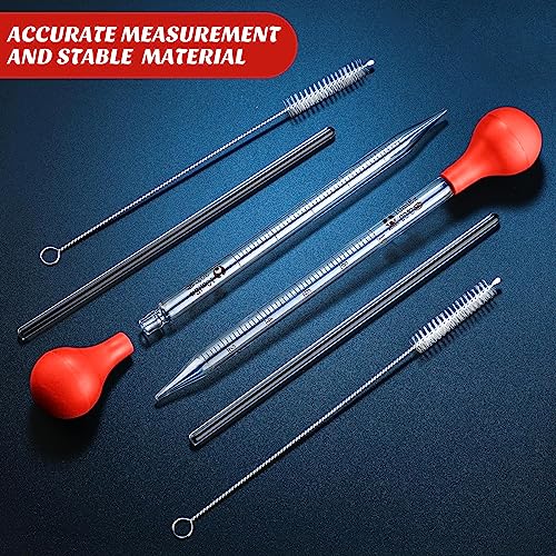 Weewooday Glass Droppers Pipettes Graduated Lab Dropper Glass Liquid Pipette with Big Rubber Hats 20 cm Stir Rod Washing Brush Transfer for Liquid Essential Oil(8 Pieces,Red,10 ml) - color: Red, size: 10 ml