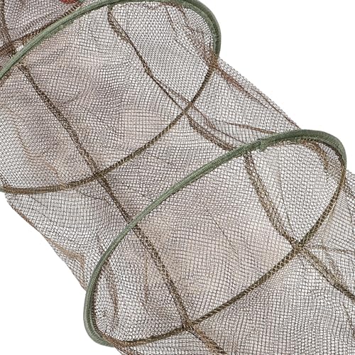 LALAFINA Coffee Brown Four-Ring Thickened Mesh Fish Guard Net with Drawstring, Large Capacity Fishing Mesh Net Suitable for Crab Trap and Shrimp Fishing,