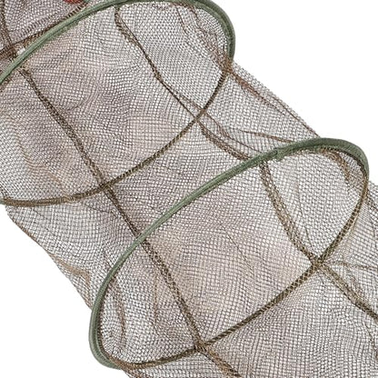 LALAFINA Coffee Brown Four-Ring Thickened Mesh Fish Guard Net with Drawstring, Large Capacity Fishing Mesh Net Suitable for Crab Trap and Shrimp Fishing,