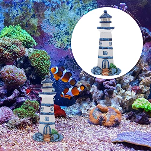 Beavorty Aquarium Lighthouse Miniature Mini Lighthouse Ornament Nautical Decoration Micro Landscape for Fish Tank Decor Ocean Sea Beach Party Blue