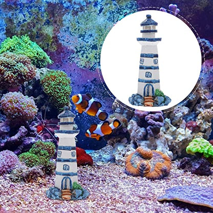 Beavorty Aquarium Lighthouse Miniature Mini Lighthouse Ornament Nautical Decoration Micro Landscape for Fish Tank Decor Ocean Sea Beach Party Blue