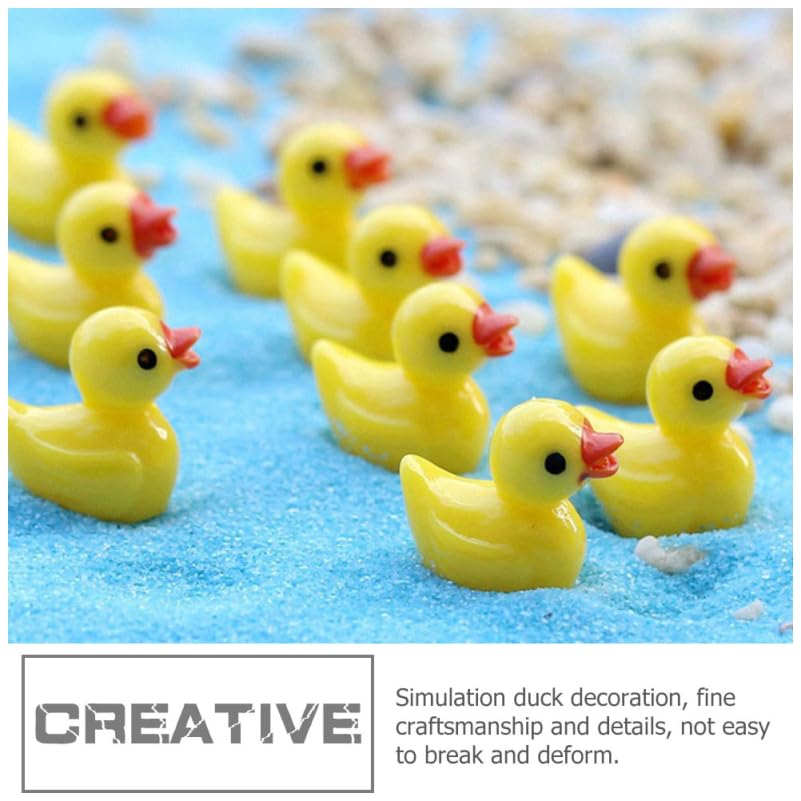 Toyvian Mini Resin Duck Ornaments 100Pcs Cute Yellow Figurines for Aquarium Decor Garden Accessories Desktop and Terrarium Decoration