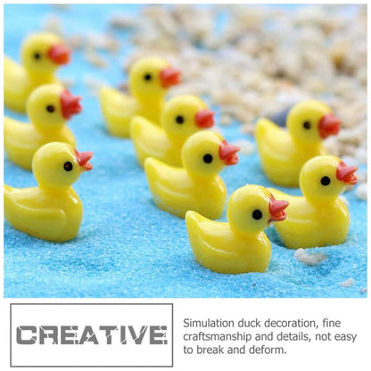 Toyvian Mini Resin Duck Ornaments 100Pcs Cute Yellow Figurines for Aquarium Decor Garden Accessories Desktop and Terrarium Decoration