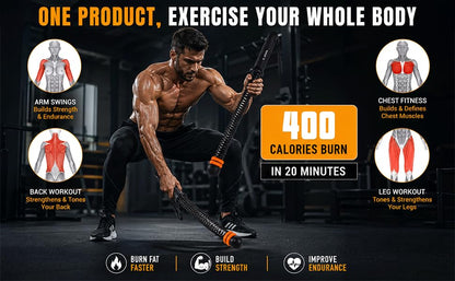 Cordless Battle Ropes (29.5"L x 1.5"W x 1.5"H), Weighted Gym Rope