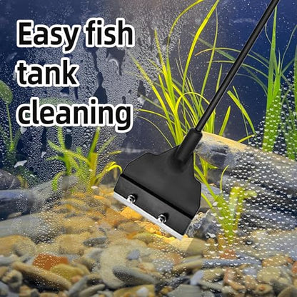 Aquarium Algae Scraper, 25.59 inch Length, 6 Replaceable Blades, Black（65cm/25.59in