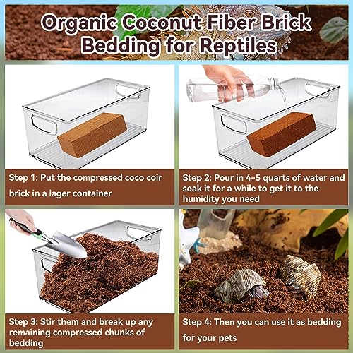 2 Pack Coconut Fiber Substrate, Natural Coco Coir Bedding for Reptiles Turtles, Tortoises, Snake, Hermit Crab, Gecko, Lizard, Bioactive Terrarium Soil for Humidity Control and Plant Substrate