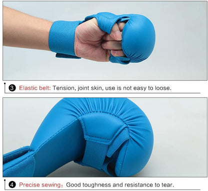 Wesing WKF Sparing Karate Gloves Without Thumb Protection Blue Red - color: Blue, size: X-Large