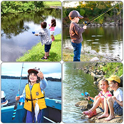 PLUSINNO Kids Fishing Pole, Portable Telescopic Fishing Rod and Reel Combo Kit - with Spincast Fishing Reel Tackle Box for Boys, Girls, Youth
