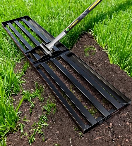 Lawn Leveling Rake 48 Inch x 10 Inch – Heavy Duty Lawn Leveler & Yard Leveling Rake – Steel Lawn Level Rake & Leveling Tool for Soil, Sand & Top Dressing