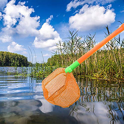 4 Pieces Fishing Net Catching Bug Fish Butterfly Nets Beach Toys for Kids Outdoor Playing (Green, Orange)