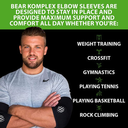Bear KompleX Elbow Compression Sleeve, 5mm Neoprene Brace, Small, Strongman - color: Black Camo, size: Small - Under 11"