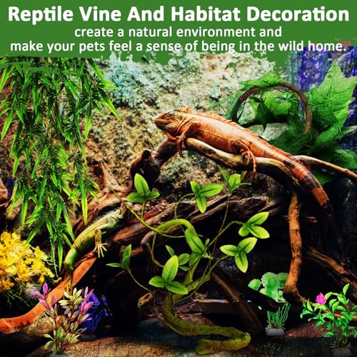 Bearded Dragon Tank Accessories Reptile Bridge Hammock Plants Jungle Climber Vines Terrarium Branch Plants Habitat Decoration for Hiding Climbing Snake Gecko Lizard Chameleon