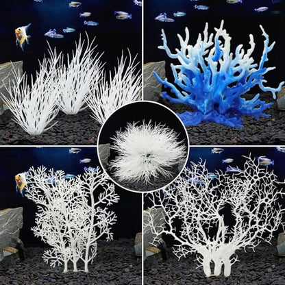8 Pack Artificial Coral Ornament, Aquarium Plasitc Water Plants for Fish Tank Decorations