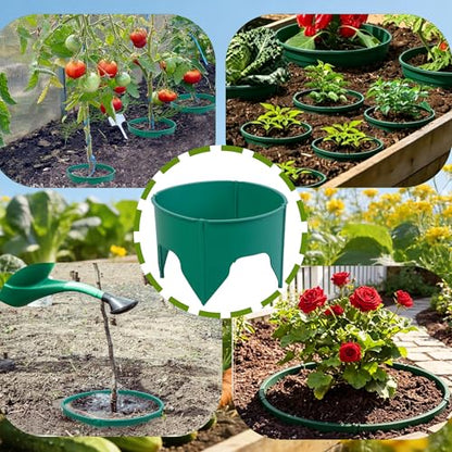 24 Pieces Planting Grow Rings, Interlocking Garden Ring Plant Rings for Outdoor Plants, Diameter Range 8.2-15.7 Inches, Green Adjustable Planting Ring for Garden Edging and Soil Moisture Retention