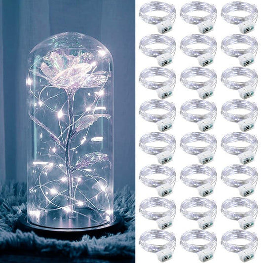 ZGWJ 24 Pack Fairy Lights Battery Operated, 7ft 20 Mini LED Fairy String Lights Silver Wire 3 Modes for DIY, Parties, Wedding, Bedroom, Halloween Christmas Decoration Silver White - color: White, size: 24