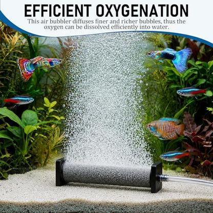 Nuanchu 12 Pack Aquarium Air Stones 5 Inch Fish Tank Air Stone Cylinder High-Temperature Sintered Ceramic Pump Bubble Diffuser Release Tool for Outdoor Small Pond Garden Circulation System