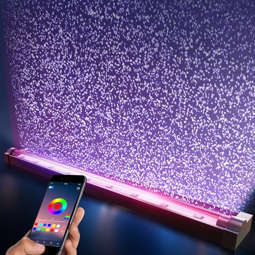 Smart App-Controlled LED Aquarium Light with 16 Million Colors, 12 Dynamic Effects, Fish Tank Light with Nano Air Bubble for Aquarium Bubbler Decorations, Submersible Fish Tank Accessories - 23'' - size: 23 inches