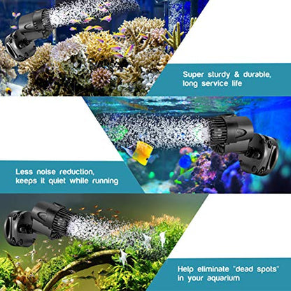 AQQA Wave Maker Pump, 530GPH Aquarium Circulation Pump 360 Degree Rotatable Submersible Powerhead Pump with Magnet Suction Base for Marine and Freshwater Aquariums（3W) - size: 3W