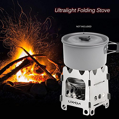 Lixada Camping Wood Stove Folding Lightweight Stainless Steel Wood Burning Stove Portable Backpacking Alcohol Stove for Outdoor Camping Hiking Picnic BBQ Picnic Hunting
