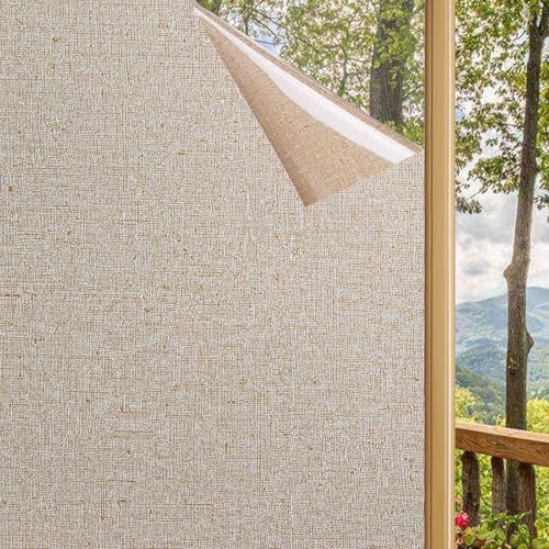 Window Film No Adhesive Removable,Decorative Privacy Window Film,Texture Privacy Glass Film for Bathroom Office Home (23.6x78.7inches, Brown) - color: Brown, size: 23.6 x 78.7 Inch