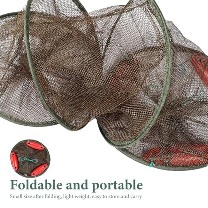 Beaupretty Coffee Color Thickened Mesh Fishing Net with Quadruple Rings Portable Fish Guard Net for Crab Trap and Small Fish Catching