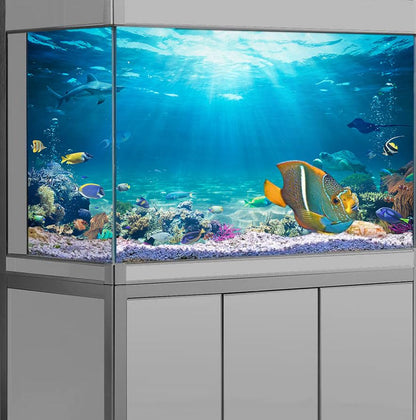 48x24IN Aquarium Scenery Under The Sea Coral Reef Backdrop Terrarium Background with Double-Sided Tape