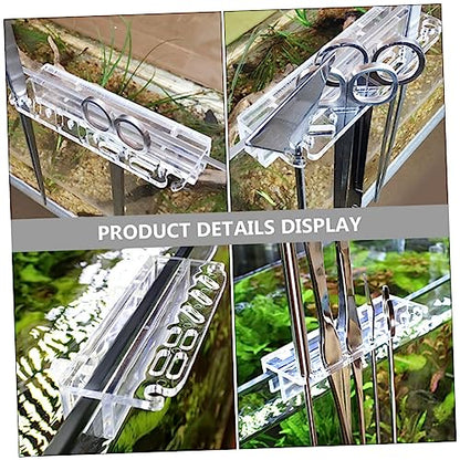 FOMIYES Acrylic Aquarium Tool Holder Rack for Water Plants Maintenance Storage Organizer for Fish Tank Cleaning Tools Design