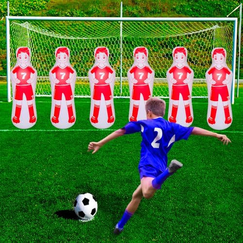 ZHUYNXIR Inflatable Soccer Dummy, Soccer Training Equipment, Inflatable Dummy Goalkeepr Air Mannequin Free Kick Wall Goalkeeper Defender Training for Children Adults - color: 120 dummy-Red