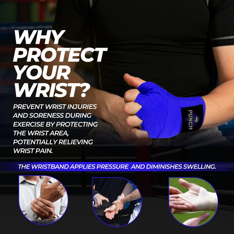 ProShield Boxing Wraps| 180-Inch Bandages| Boxing Hand Wraps Protection for Muay Thai MMA and Kickboxing - color: Blue, size: 157"