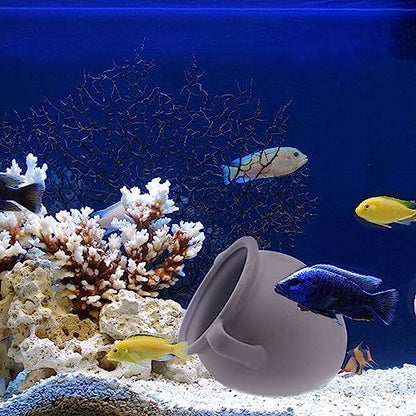 AnRui Ceramic Jar Aquarium Ornament Decor Natural Clay Vase Betta House Hideout Cave Pot Fish Tank Decorations Accessories for Cichlid, Small Fish, Shrimp to Play Hide Breed Habitat, Small