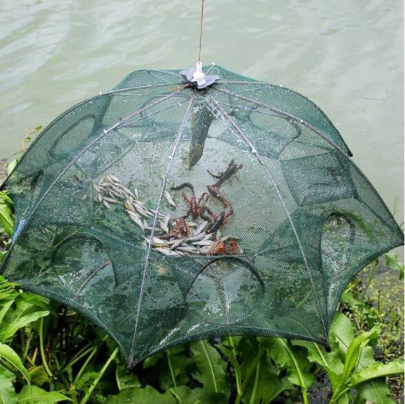 2 Pack Crawfish Trap，Crab Fish Trap,Foldable Fishing Bait Trap Cast Net Cage with 18 Feets Nylon Rope for Catching Small Bait Fish Eels Crab Lobster Minnows Shrimp 2 Pack