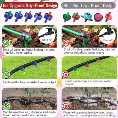 Upgrade Leak-Proof 60Pcs 2 GPH Pressure Compensating Drip Emitters, Constant Flow Drip Irrigation Emitters Spot Watering Drippers with Leakproof Water Pressure of 0.18 Bar for Irrigation System