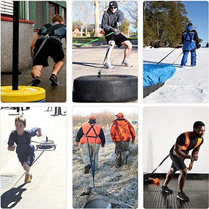 Sled Harness Tire Pulling Harness, Sled Shoulder Harness Adjustable Fitness Workout Speed Training Trainer Belt with Pull Strap for Pulling Speed Training, | Fitness Drag Belt, Nylon Webbing, Shoulder Strap with Tow Line, for Tire Pulling and Sprint Drill