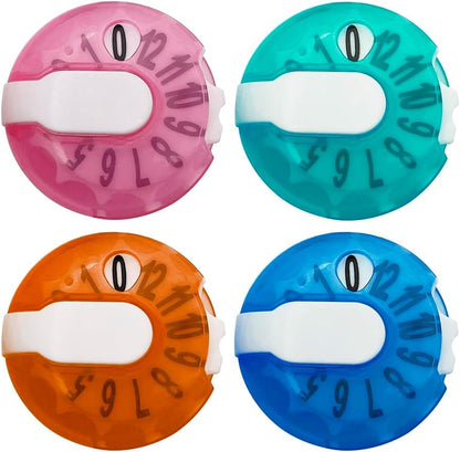 Golf Score Counter 4-Pack – Transparent Mini Stroke Counter Clicker with One-Press Reset, No Battery, Clip-On for Golf Glove Hat Belt, Golf & Disc Golf Score Keeper