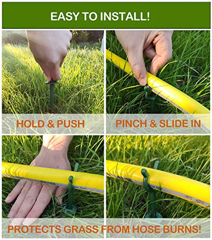 Garden Hose Holder Stake Set of 36 - Durable Plastic fits 5/8 inch Hose Guides for Lawn,Yard & Plant Care, Soaker Hose Support, Kink-Free Watering (Fits 5/8” Hoses) - size: Fit in 5/8'' Hoses, 36pcs