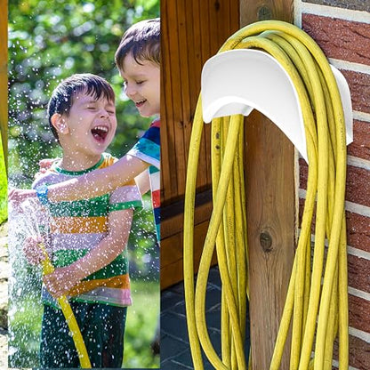 Gardzen 2-Pack Heavy Duty Hose Hanger Wall Mount, Metal Hose Holder, Hook, Rack, Support for Outside, White - size: 2 Pack