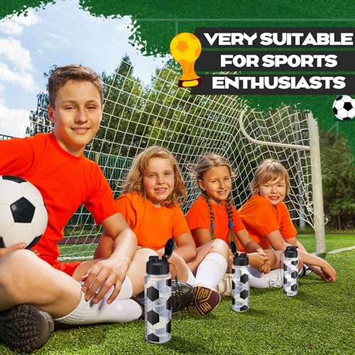 Mifoci 20 Pcs Sports Water Bottle Bulk, Soccer, Black and Clear - color: Black and Clear, size: Soccer